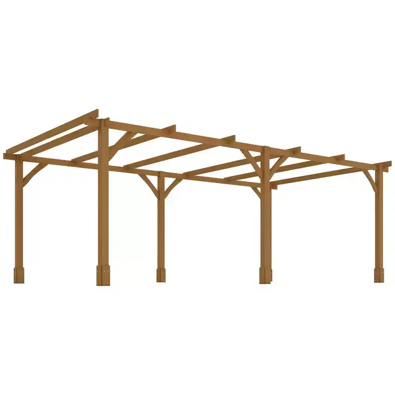 Outsunny Outdoor Pergola, Wood Gazebo Grape Trellis with Stable Structure, Dark Brown