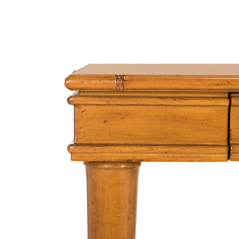 Modern Coastal Writing Desk with 1 Drawer - Bamboo-Inspired Wood Frame Office Furniture