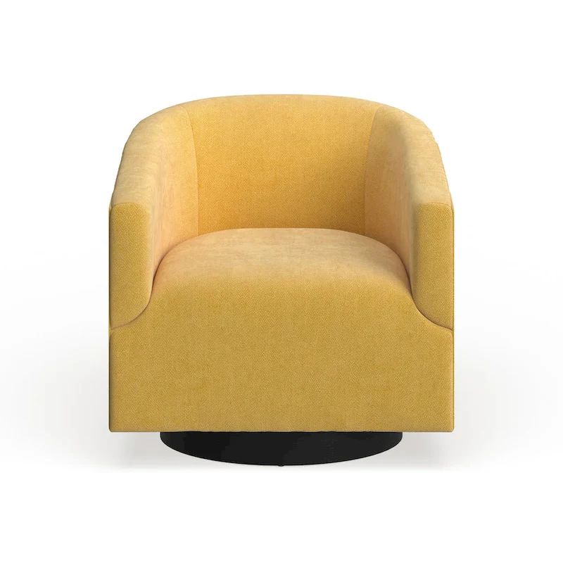 Barrel Back Swivel Chair with Wood Base