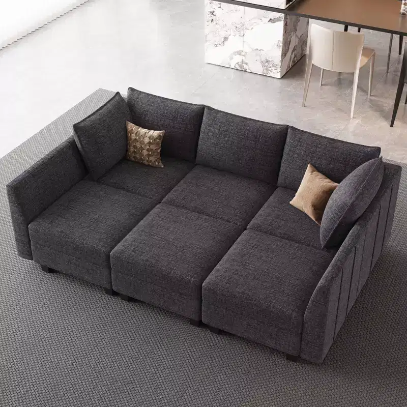 Belffin Chenille Modular Sectional Sofa with Storage L Shaped Couch with Chaise for Living Room