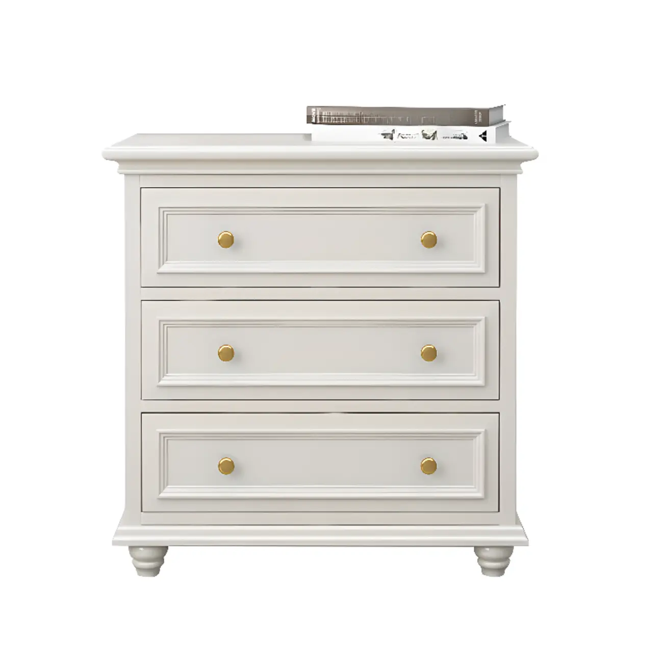 Glam Premium Wood White Bachelor Chest with Gold Handle