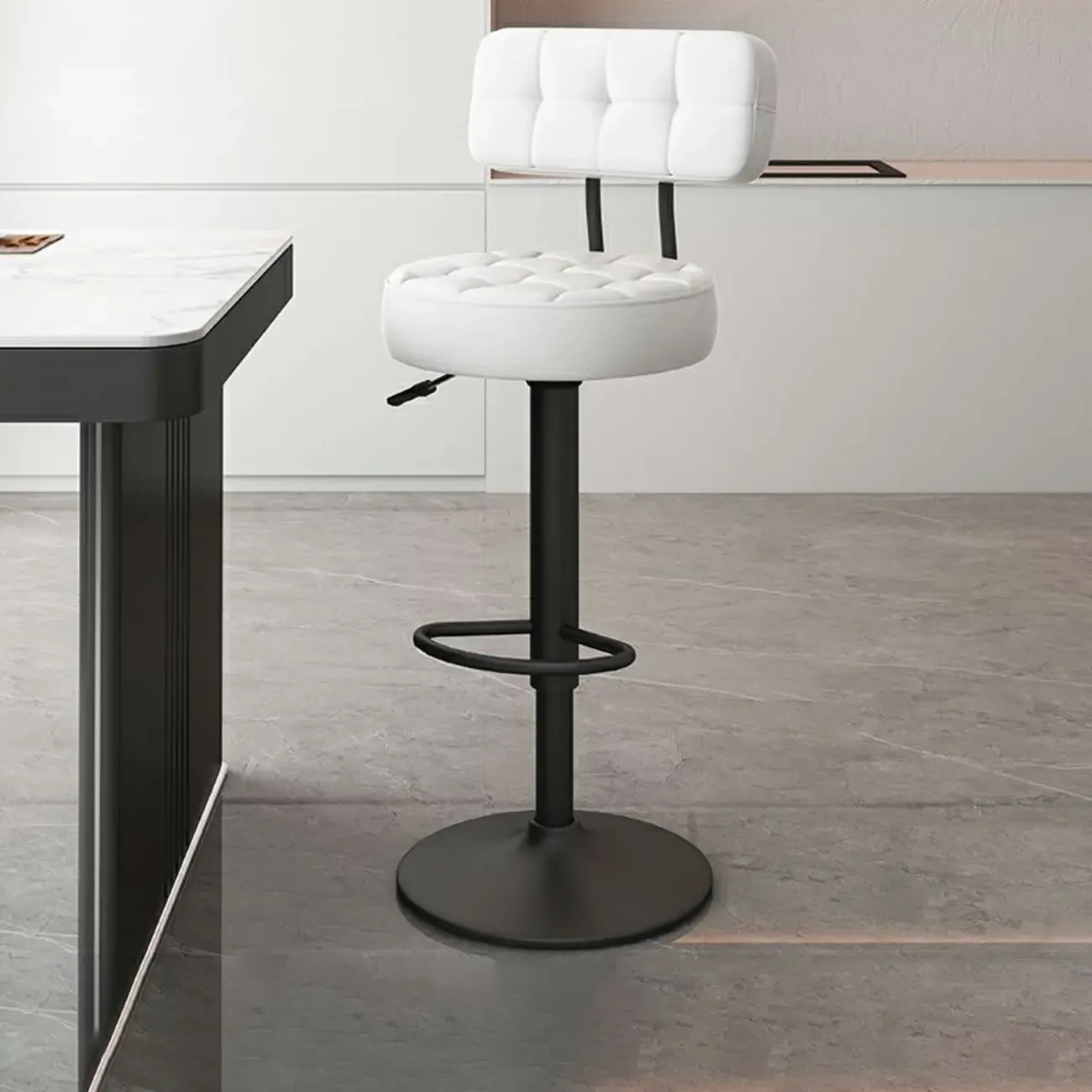 Leather Upholstered Adjustable Swivel Bar Stools