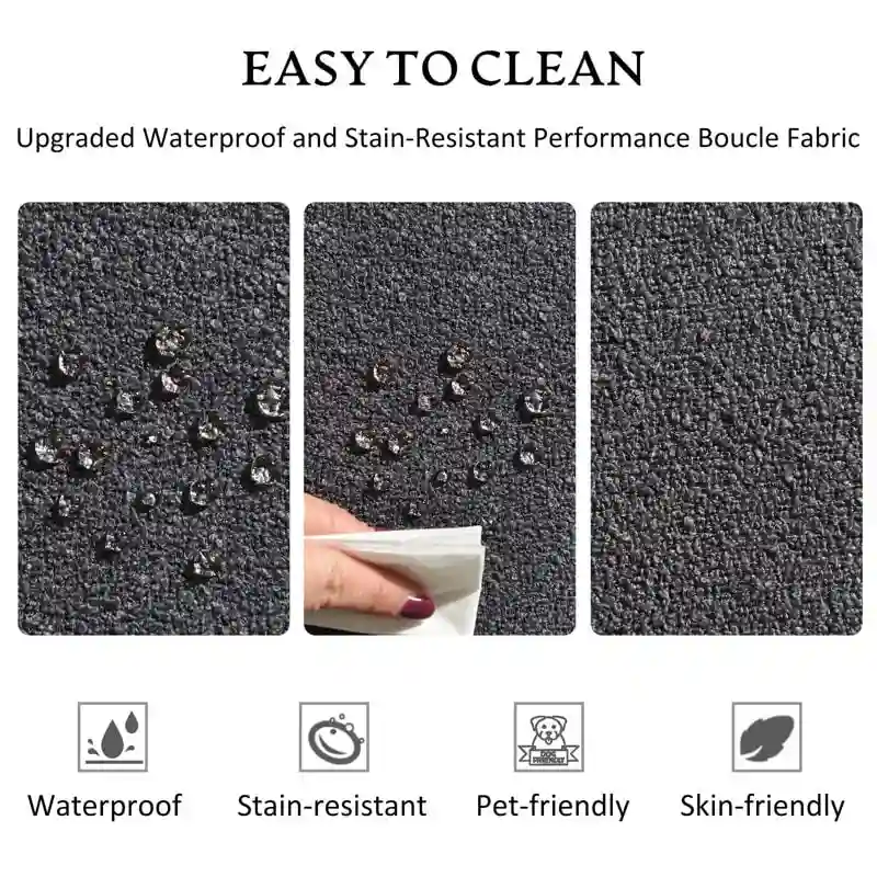 Boucle Loveseat - Natural Fabric, Mid-Century Modern, Seats 2