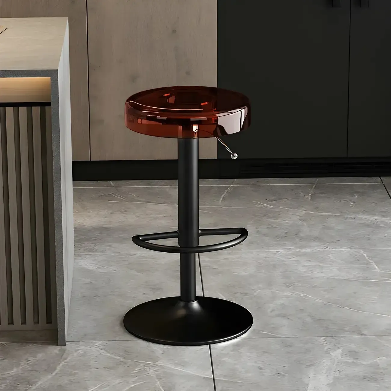 Sleek Metal Clear Acrylic Swivel Adjustable Bar Stool