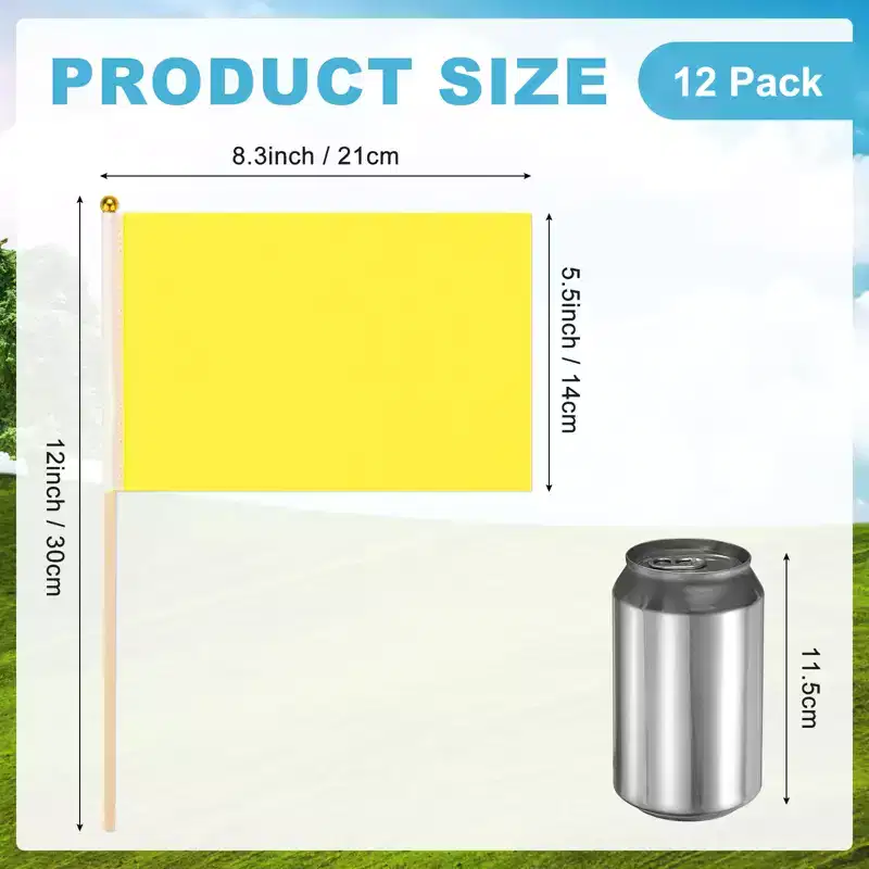 Unique Bargains Mini Sublimation Polyester Hand Held Plain Flags 12 Pcs