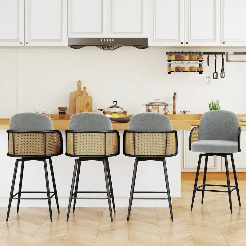 26-Inch Fabric Upholstered Swivel Counter Height Bar Stools - 38.2 H x 21.5 W x 23.2 D