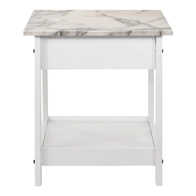 Transitional Rubberwood Coffee Table and End Table with Drawer