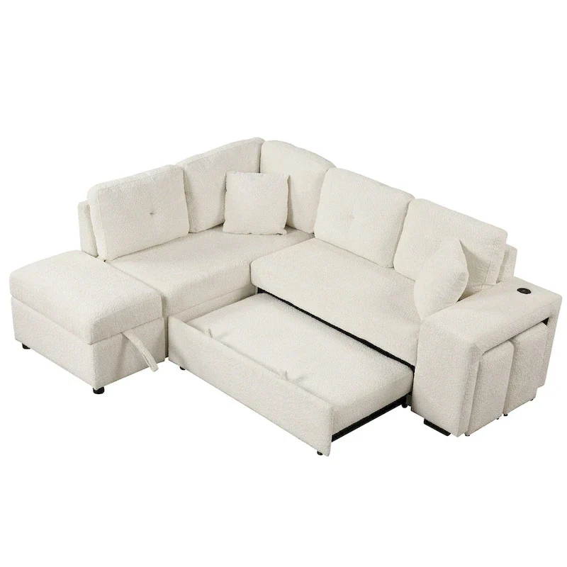 87.7 Convertible Sectional Pull Out Sofa Bed