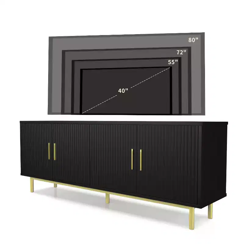 Dyonery 70 Fluted TV Stand with Storage for Living Room, Entertainment Center for TV Up to 80 Inch, Adjustable Shelf