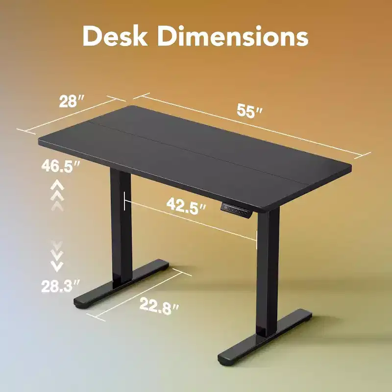 Electric Standing Desk, 55X28 Inch Height Adjustable Computer Desk with Storage Bag, 4 Height Memory Settings, Sit Stand Up Desk for Home Office