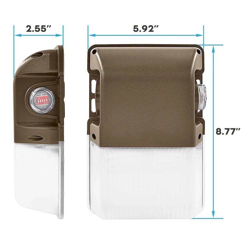 Luxrite 15/20/25W LED Wall Pack Light with Photocell, 3CCT, 1800/2400/3000LM, Dusk to Dawn, IP65, Dimmable 2-Pack