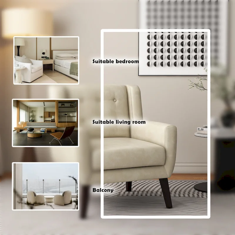 PU Leather Accent Chair Living Room Upholstered Armchair