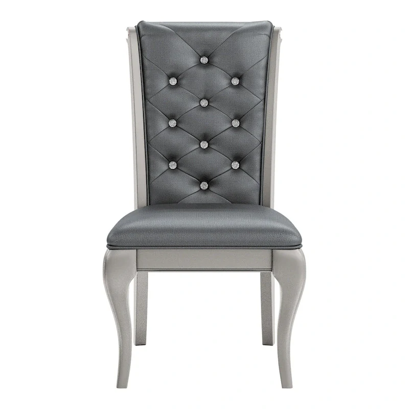 Tily Glam Gold Faux Leather Tufted 9-Piece Dining Table with Leaf Set by Furniture of America