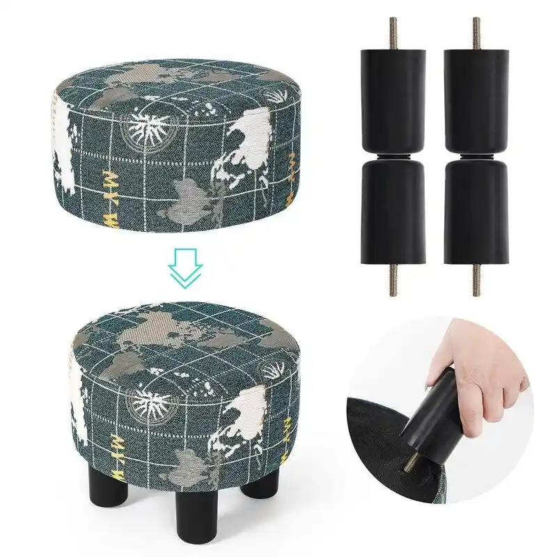 Round Fabric Ottoman Footrest