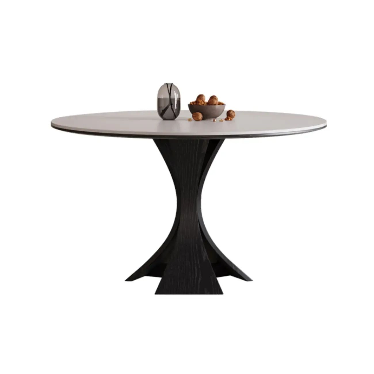 Modern Simple Black Wood Round Dining Table
