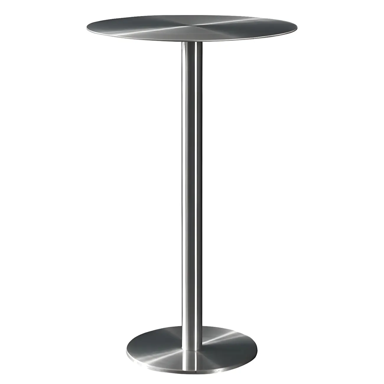 Industrial Silver Metal Pedestal Round Bar Tables
