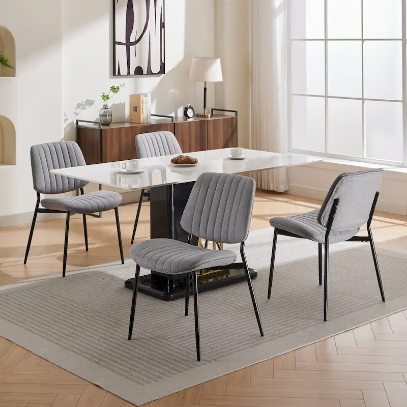 GDFStudio Modern Armless Upholstered Dining Chairs with Metal Legs