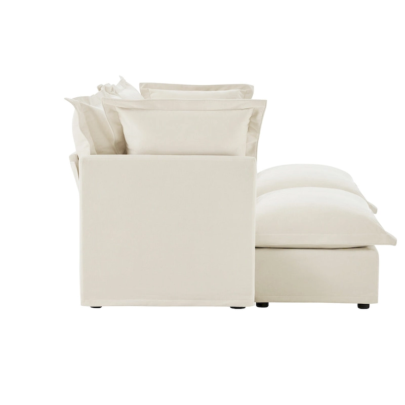 83.4 Chenille 2-Seater Sectional Sofa with Ottomans