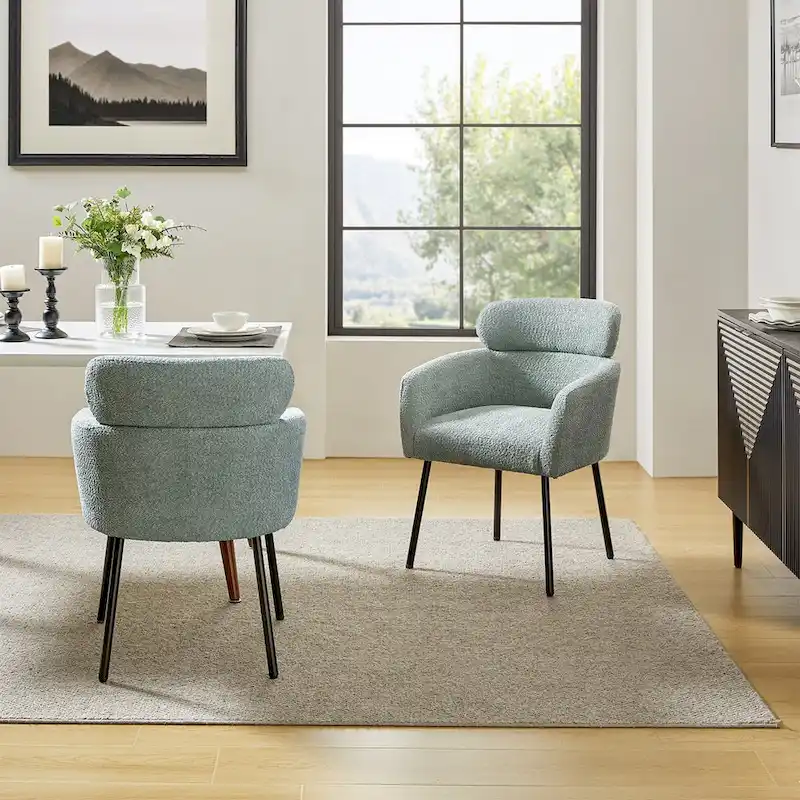 Amos Modern Boucle Dining Chair with Adjustment Feet Set of 2 by HULALA HOME