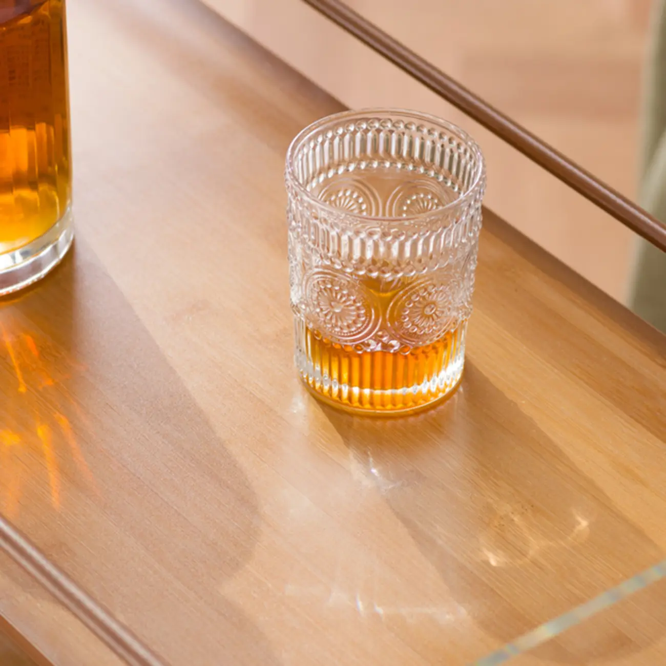 Trendy Moso Bamboo Acrylic 3-Shelf Side Table with Wheels