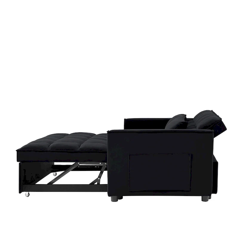 Velvet Convertible Loveseat Sleeper Sofa Couch with 2 Pillows