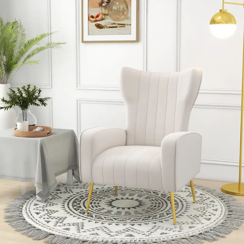 Upholstered Wingback Accent Chair - 26.4 W x 37.8 H x 32.6 D