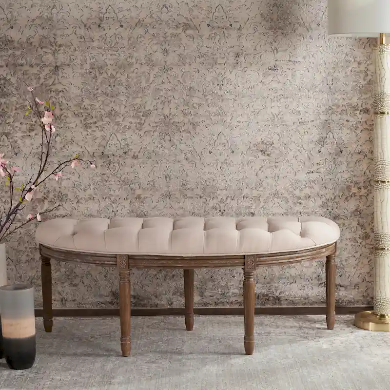 SAFAVIEH Kerasoula Rustic Semi Circle Bench - 50 W x 19.3 D x 19.3 H - 50Wx19Dx19H