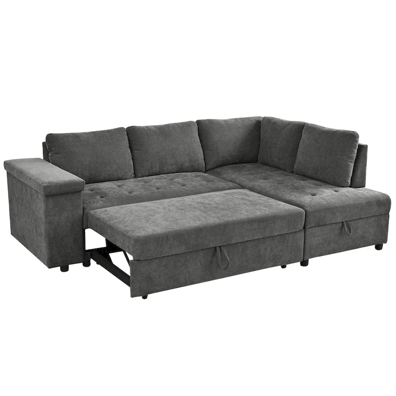 3-Seater Convertible Polyester Sofa Bed with Storage