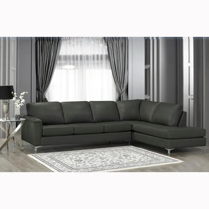 Malibu L-shaped Top-grain Leather Sectional Sofa - 122.5 x 85 x 36.5 x 35