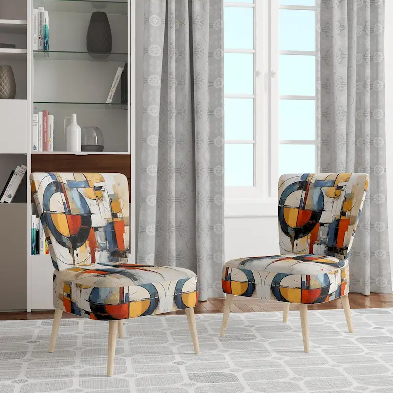 Designart   Colorful Mid Century Abstract Fusion I   Upholstered Mid-century Accent Chair and Mid-Century Modern Arm Chair