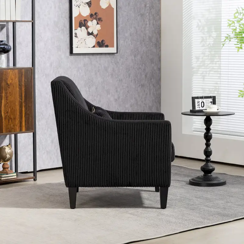 Black Modern 26.8 Arm Chair with Rubber Wood Legs