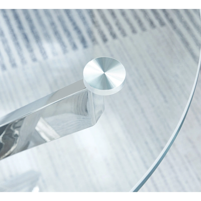 Modern Round Tempered Glass End Table with Stainless Steel Legs