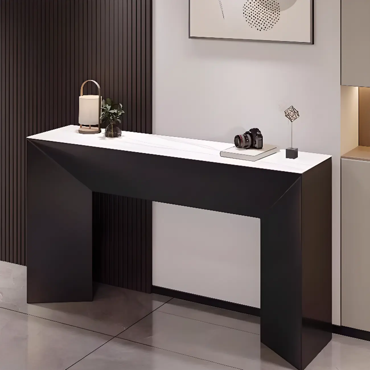 Modern Stone Top Wooden Base Console Table | HomeyFad