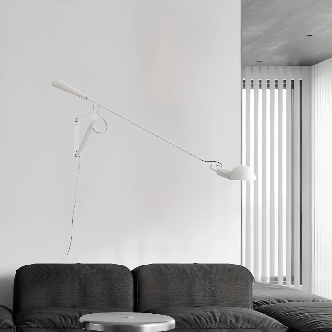 Modern Black Metal Plug-In Swing Arm Wall Sconce