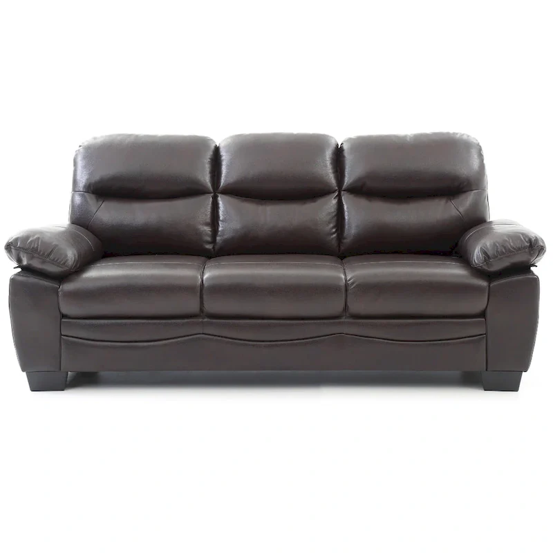 78-Inch Flared Arm Faux Leather Sofa in Dark Brown