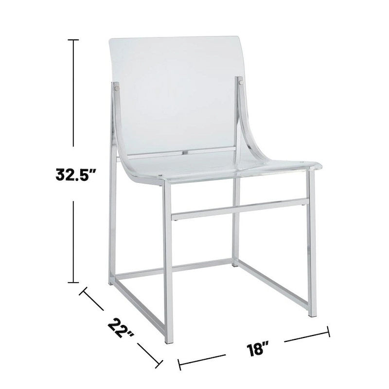 Set of 2 Dining Side Chairs in Clear and Chrome