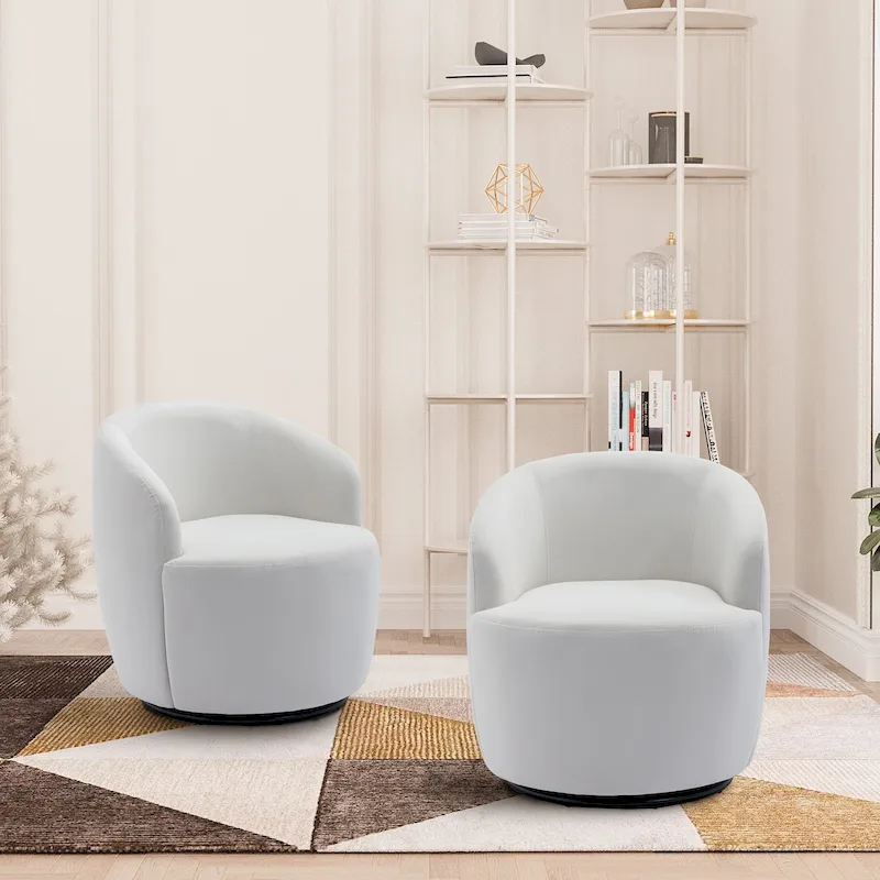 Ouyessir Modern Teddy Upholstered Swivel Barrel Chair(Set of 2)
