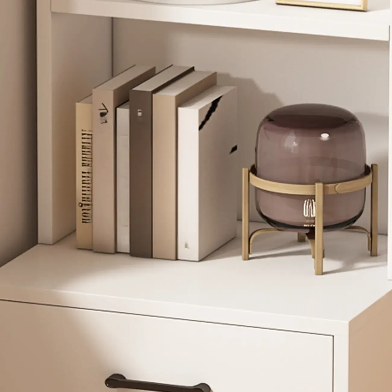 Multi-functional Wooden 5-Shelf Closed Back White Bookcase