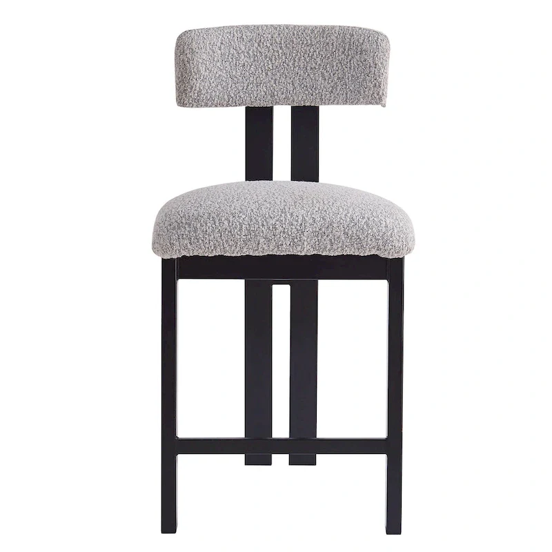 Roomfitters 26.5 Round Upholstered Counter Stools, Set of 2 Low Back Bar Chairs with Black Metal Frame