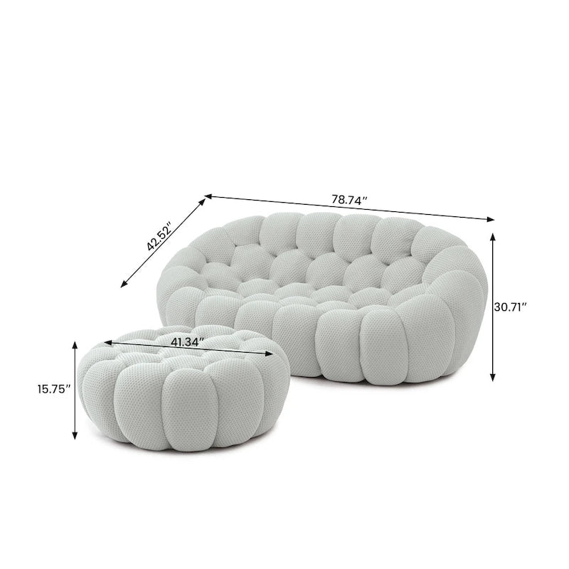 3D Honeycomb Fabric Upholstered Bubble Sofa Modern Loveseat