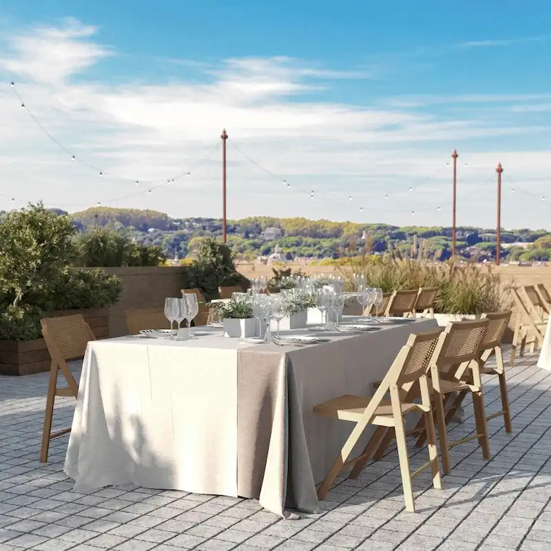 2 Pack Commercial Cane Rattan Folding Chairs - Wood Backs and Seats