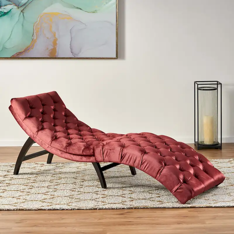 Garret Tufted Velvet Chaise Lounge by Christopher Knight Home