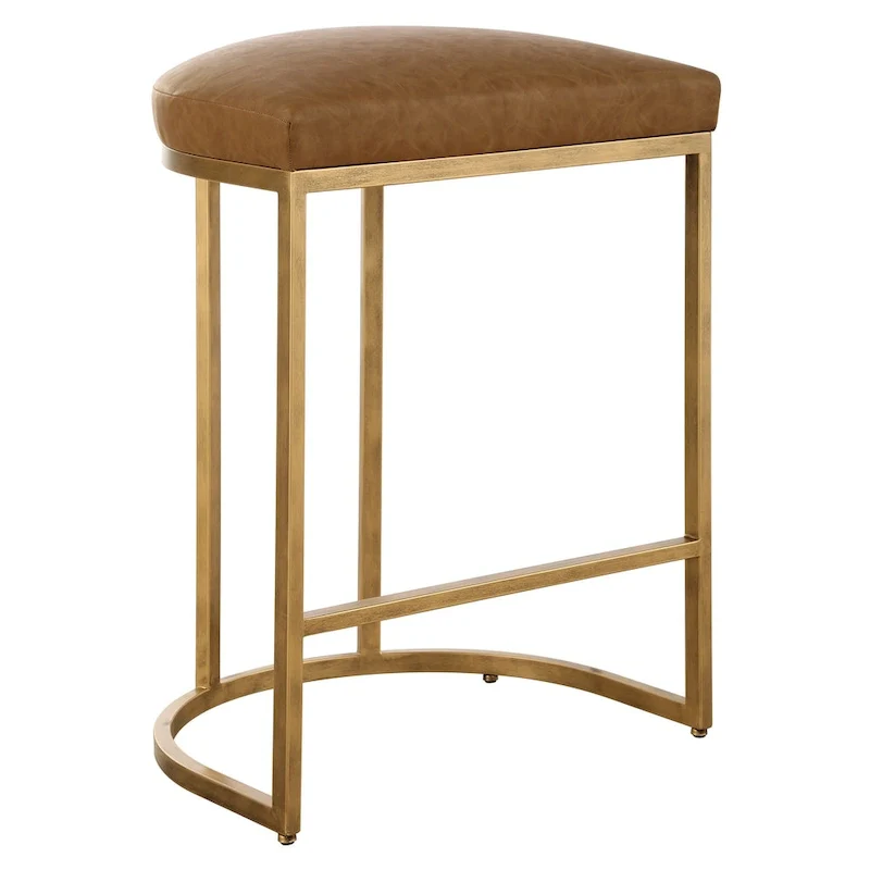 Counter Stool - Gold & Camel - Half-Moon Base