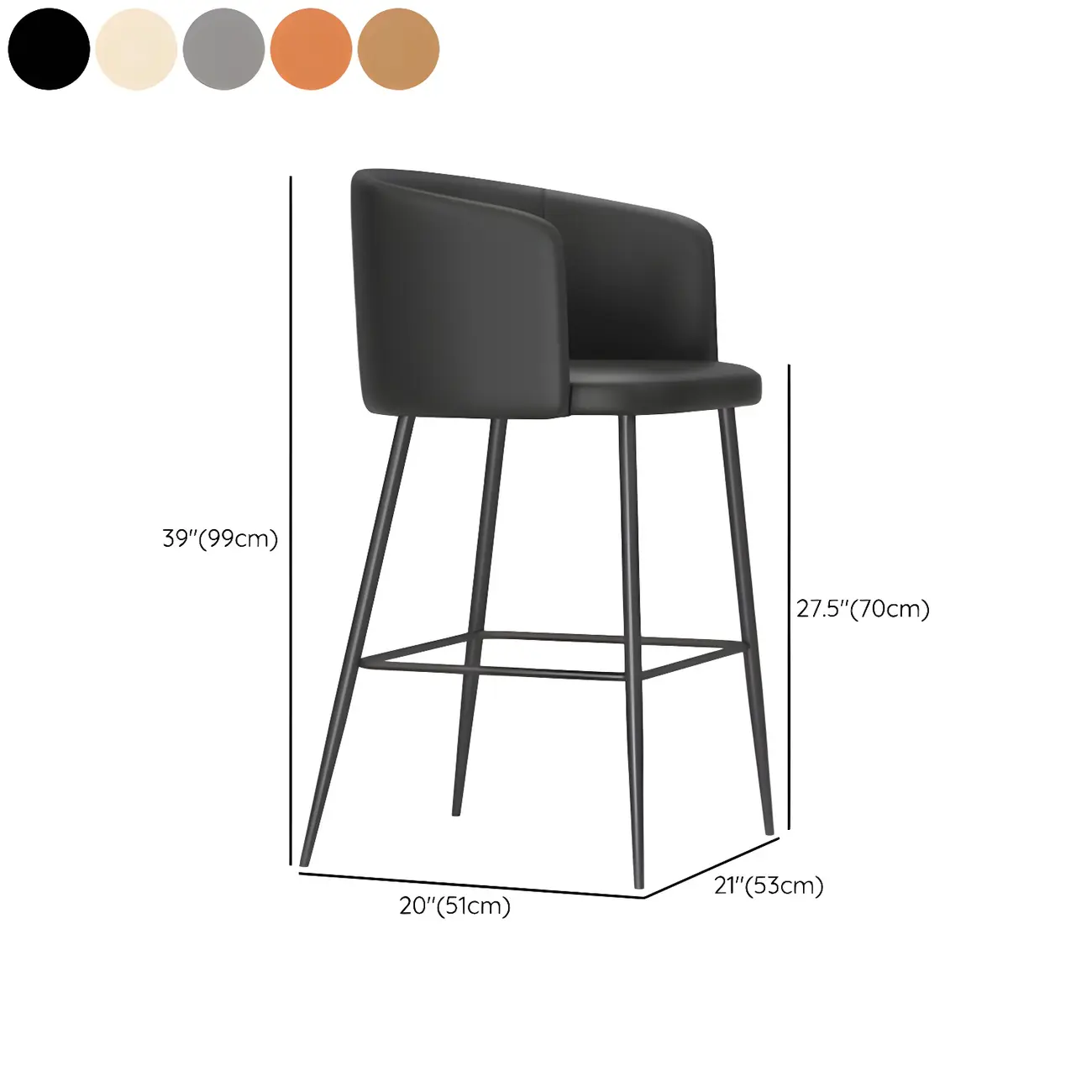 Bucket Faux Leather Wingback Counter Height Bar Stools