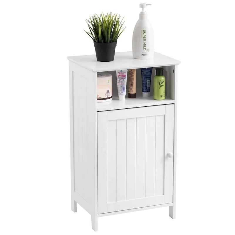 Bathroom Floor Storage Cabinet with Single Door and Adjustable Shelf