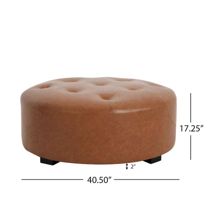 Christopher Knight Home PU Leather Button Tufted Round Ottoman