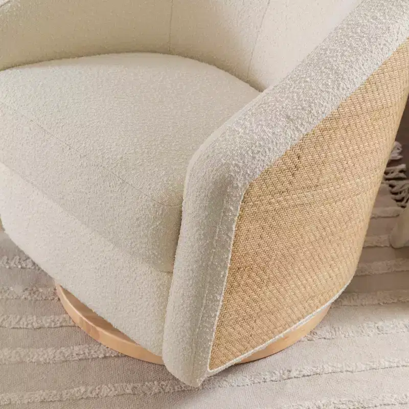 Swivel Glider Chair with 360° Rotation, Upholstered Seat, 30.5