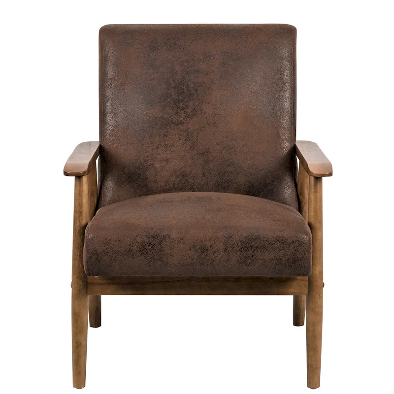 Wood/ Leather-look Microfiber Padded Seat Chair