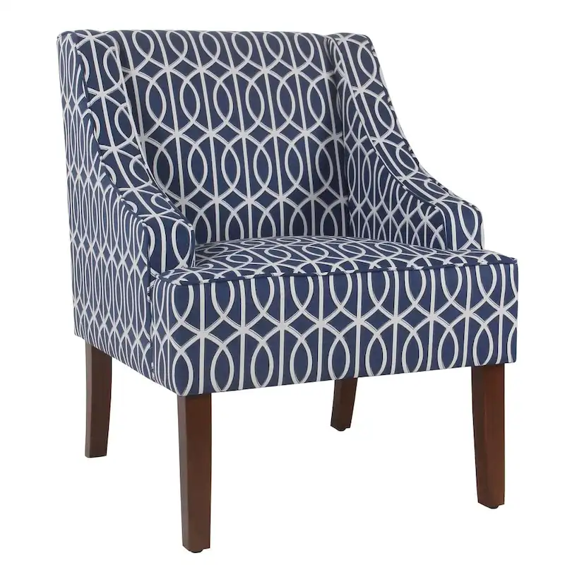 Blue Trellis Swoop Accent Chair