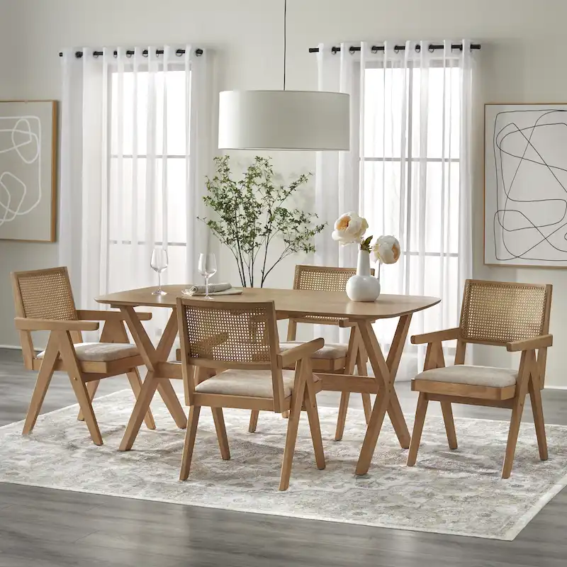 Lifestorey Baywood 5-Piece Solid Wood Armchair Dining Set